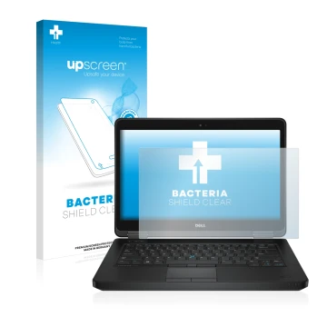 Face avant d’un emballage produit avec le logo de la marque upscreen. À côté, l’appareil Dell Latitude 14 E5440 Non-Touch est 