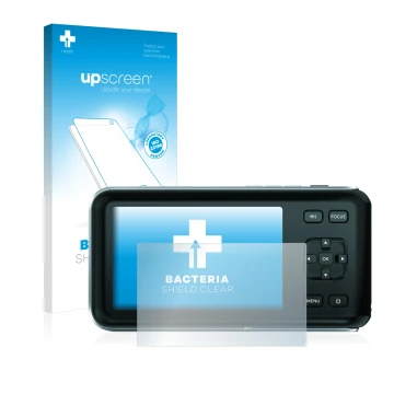 Face avant d’un emballage produit avec le logo de la marque upscreen. À côté, l’appareil Blackmagic Pocket Cinema Camera est r