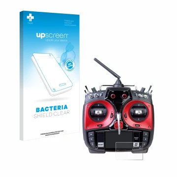 Face avant d’un emballage produit avec le logo de la marque upscreen. À côté, l’appareil Graupner MZ-24 est représenté avec la