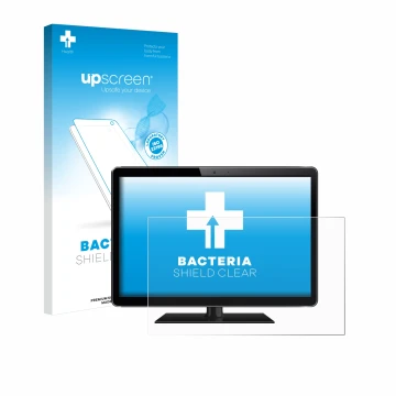 Face avant d’un emballage produit avec le logo de la marque upscreen. À côté, l’appareil est représenté avec la protection d’é