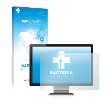 Face avant d’un emballage produit avec le logo de la marque upscreen. À côté, l’appareil est représenté avec la protection d’é