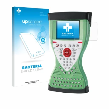 Face avant d’un emballage produit avec le logo de la marque upscreen. À côté, l’appareil Leica Viva Controller CS15 est représ