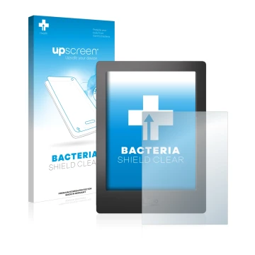 Face avant d’un emballage produit avec le logo de la marque upscreen. À côté, l’appareil Kobo Aura H2O est représenté avec la 