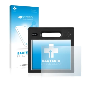 Face avant d’un emballage produit avec le logo de la marque upscreen. À côté, l’appareil Motion Computing F5t est représenté a