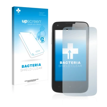 Face avant d’un emballage produit avec le logo de la marque upscreen. À côté, l’appareil Prestigio MultiPhone 8400 DUO PSP8400