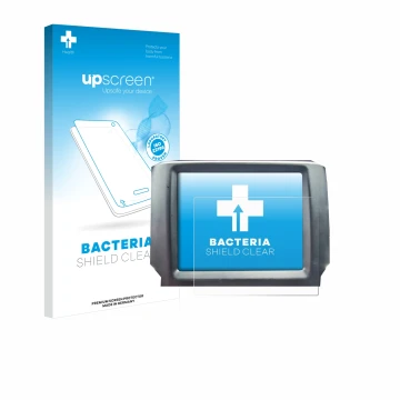 Face avant d’un emballage produit avec le logo de la marque upscreen. À côté, l’appareil Uconnect 8.4