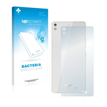 Face avant d’un emballage produit avec le logo de la marque upscreen. À côté, l’appareil BLU Vivo Air (Arrière) est représenté