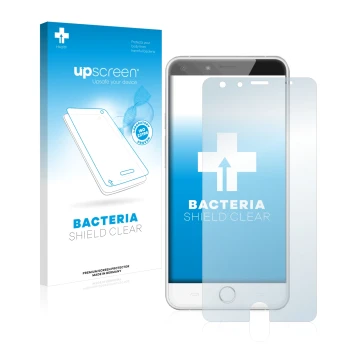 Face avant d’un emballage produit avec le logo de la marque upscreen. À côté, l’appareil Ulefone Be Touch est représenté avec 