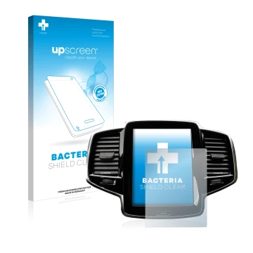 Face avant d’un emballage produit avec le logo de la marque upscreen. À côté, l’appareil Volvo XC90 Senus 2015-2017 est représ