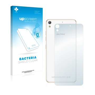 Face avant d’un emballage produit avec le logo de la marque upscreen. À côté, l’appareil Gionee Elife S5.1 Pro (Dos) est repré
