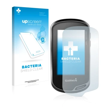 Face avant d’un emballage produit avec le logo de la marque upscreen. À côté, l’appareil Garmin Oregon 750t est représenté ave