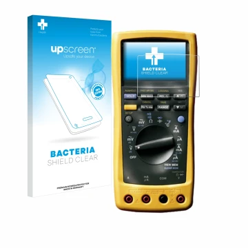 Face avant d’un emballage produit avec le logo de la marque upscreen. À côté, l’appareil Fluke MultiMeter 189 est représenté a