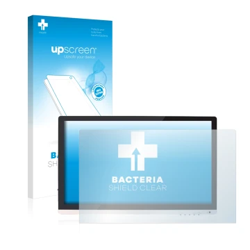 Face avant d’un emballage produit avec le logo de la marque upscreen. À côté, l’appareil Huion GT220 est représenté avec la pr