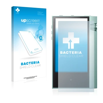 Face avant d’un emballage produit avec le logo de la marque upscreen. À côté, l’appareil Astell&Kern AK70 est représenté avec 