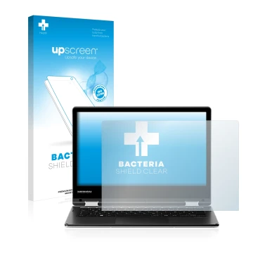 Face avant d’un emballage produit avec le logo de la marque upscreen. À côté, l’appareil MEDION Akoya E2215T (MD 60256) est re