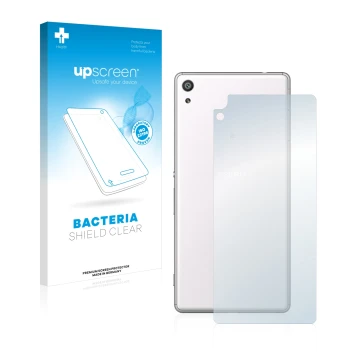 Face avant d’un emballage produit avec le logo de la marque upscreen. À côté, l’appareil Sony Xperia XA Ultra (Arrière) est re
