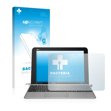 Face avant d’un emballage produit avec le logo de la marque upscreen. À côté, l’appareil ASUS Transformer Mini T102HA est repr