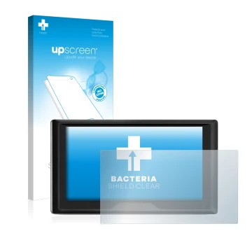 Face avant d’un emballage produit avec le logo de la marque upscreen. À côté, l’appareil Garmin Drive 61 LMT-S est représenté 