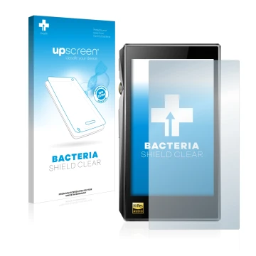 Face avant d’un emballage produit avec le logo de la marque upscreen. À côté, l’appareil FiiO X5 III est représenté avec la pr