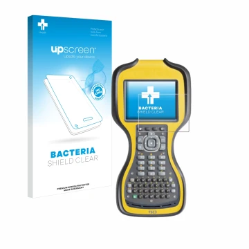 Face avant d’un emballage produit avec le logo de la marque upscreen. À côté, l’appareil Trimble TSC3 est représenté avec la p