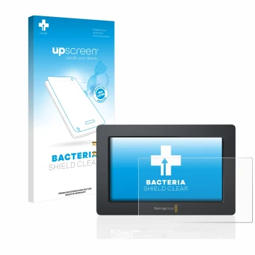 Face avant d’un emballage produit avec le logo de la marque upscreen. À côté, l’appareil Blackmagic Design Video Assist (5.0) 