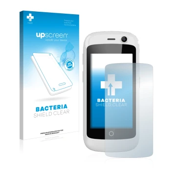 Face avant d’un emballage produit avec le logo de la marque upscreen. À côté, l’appareil Unihertz Jelly Pro est représenté ave