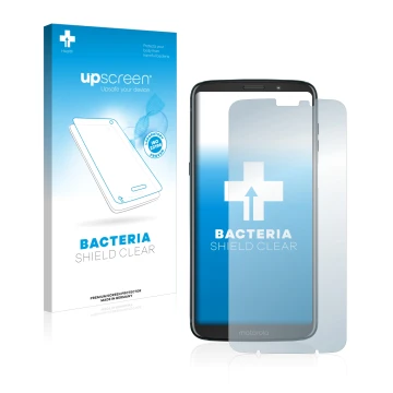 Face avant d’un emballage produit avec le logo de la marque upscreen. À côté, l’appareil Motorola Moto Z3 Play est représenté 
