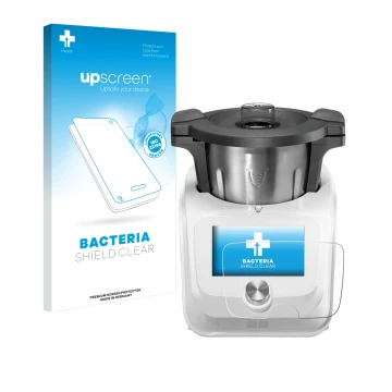 Face avant d’un emballage produit avec le logo de la marque upscreen. À côté, l’appareil SilverCrest Monsieur Cuisine Connect 