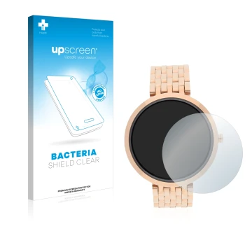Face avant d’un emballage produit avec le logo de la marque upscreen. À côté, l’appareil Xlyne X-Watch Siona XW Fit est représ