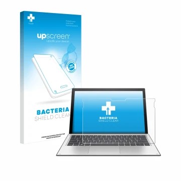 Face avant d’un emballage produit avec le logo de la marque upscreen. À côté, l’appareil HP Elite x2 1013 G3 est représenté av