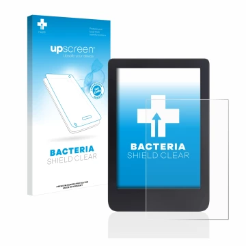 Face avant d’un emballage produit avec le logo de la marque upscreen. À côté, l’appareil Tolino Shine 3 est représenté avec la