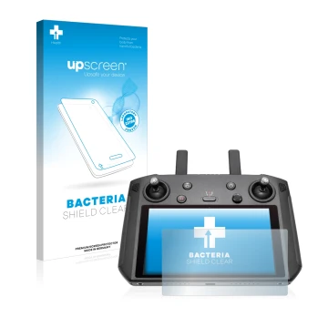 Face avant d’un emballage produit avec le logo de la marque upscreen. À côté, l’appareil DJI Smart Controller est représenté a