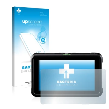 Face avant d’un emballage produit avec le logo de la marque upscreen. À côté, l’appareil Atomos Shinobi est représenté avec la