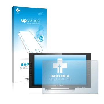 Face avant d’un emballage produit avec le logo de la marque upscreen. À côté, l’appareil XP-Pen Artist 22E Pro est représenté 