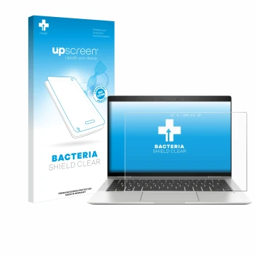 Face avant d’un emballage produit avec le logo de la marque upscreen. À côté, l’appareil HP EliteBook x360 1030 G3 est représe
