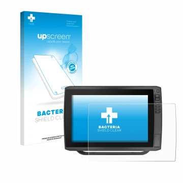 Face avant d’un emballage produit avec le logo de la marque upscreen. À côté, l’appareil Garmin ECHOMAP Ultra 122sv est représ