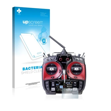 Face avant d’un emballage produit avec le logo de la marque upscreen. À côté, l’appareil Graupner mz-24 Pro est représenté ave