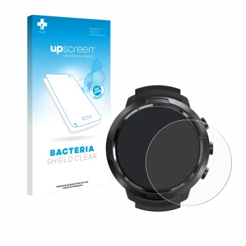 Face avant d’un emballage produit avec le logo de la marque upscreen. À côté, l’appareil Suunto D5 est représenté avec la prot