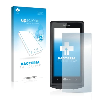 Face avant d’un emballage produit avec le logo de la marque upscreen. À côté, l’appareil Orderman 5 est représenté avec la pro
