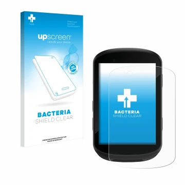 Face avant d’un emballage produit avec le logo de la marque upscreen. À côté, l’appareil Garmin Edge 830 est représenté avec l