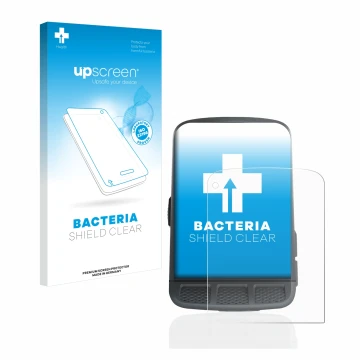 Face avant d’un emballage produit avec le logo de la marque upscreen. À côté, l’appareil Wahoo Elemnt Roam est représenté avec