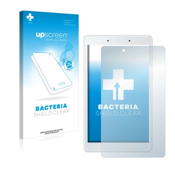 Face avant d’un emballage produit avec le logo de la marque upscreen. À côté, l’appareil Samsung Galaxy Tab A 8.0 WiFi 2019 es