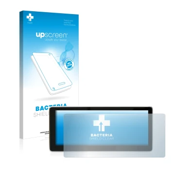 Face avant d’un emballage produit avec le logo de la marque upscreen. À côté, l’appareil Mercedes-Benz E-Class W212 2009-2014 