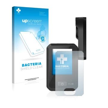 Face avant d’un emballage produit avec le logo de la marque upscreen. À côté, l’appareil Flyer Display D0 est représenté avec 