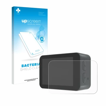 Face avant d’un emballage produit avec le logo de la marque upscreen. À côté, l’appareil Akaso V50X est représenté avec la pro