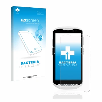 Face avant d’un emballage produit avec le logo de la marque upscreen. À côté, l’appareil Zebra TC57 est représenté avec la pro