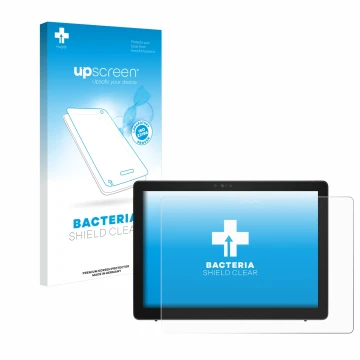 Face avant d’un emballage produit avec le logo de la marque upscreen. À côté, l’appareil Dell Latitude 7200 2-in-1 est représe