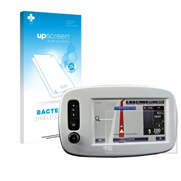 Face avant d’un emballage produit avec le logo de la marque upscreen. À côté, l’appareil TomTom Smart 453 2018 est représenté 