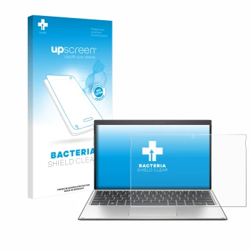 Face avant d’un emballage produit avec le logo de la marque upscreen. À côté, l’appareil HP Elite x2 G4 est représenté avec la