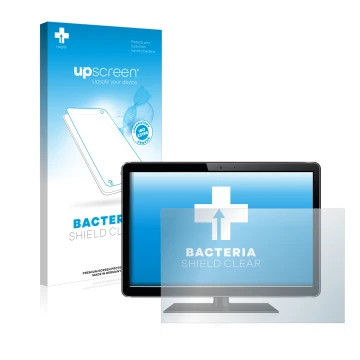 Face avant d’un emballage produit avec le logo de la marque upscreen. À côté, l’appareil est représenté avec la protection d’é